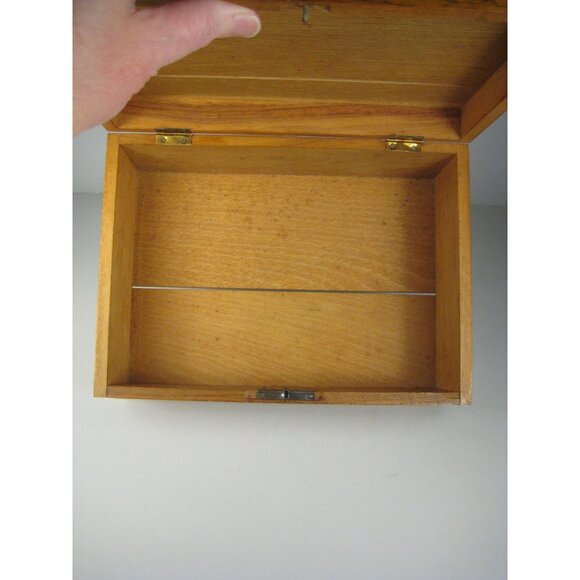 Antique Wooden Box Ornate Metal Hinges Latch Hand Made Crafted Lidded - Picture 8 of 16